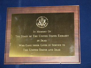 Plaque delivered by Secretary of State Condoleeza Rice